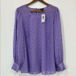 Torrid NWT Purple Polka Dot Women's Sheer Blouse Plus Size Curves Feminine Lilac